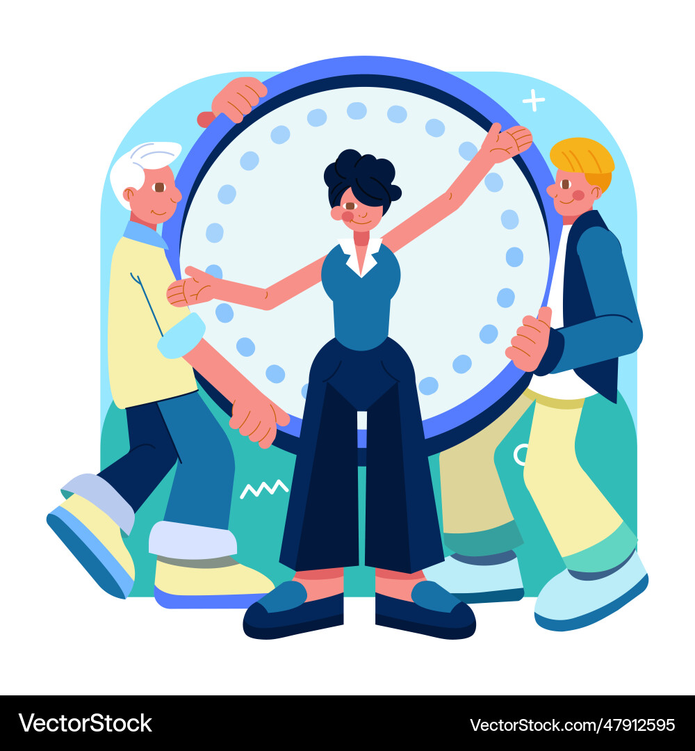 female-coach-helping-employees-planning-work-time-vector-image