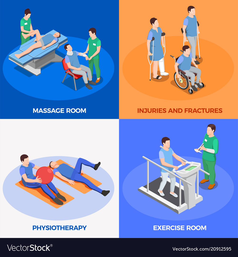 Isometric physiotherapy design concept Royalty Free Vector