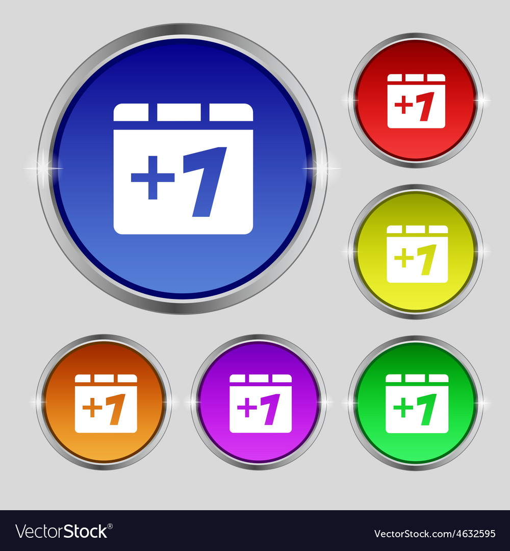 Plus One Add One Icon Sign Round Symbol On Bright Vector Image