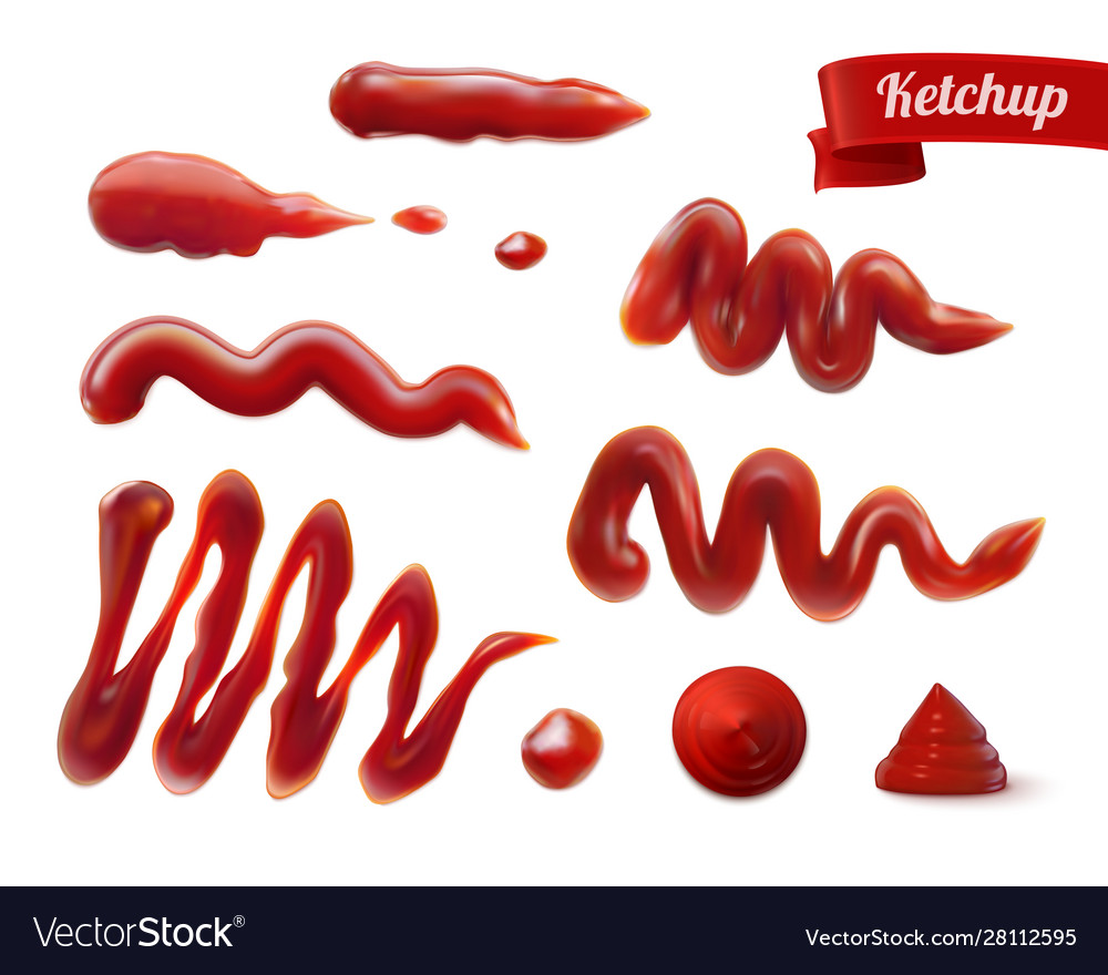 Red sauce spots realistic set Royalty Free Vector Image