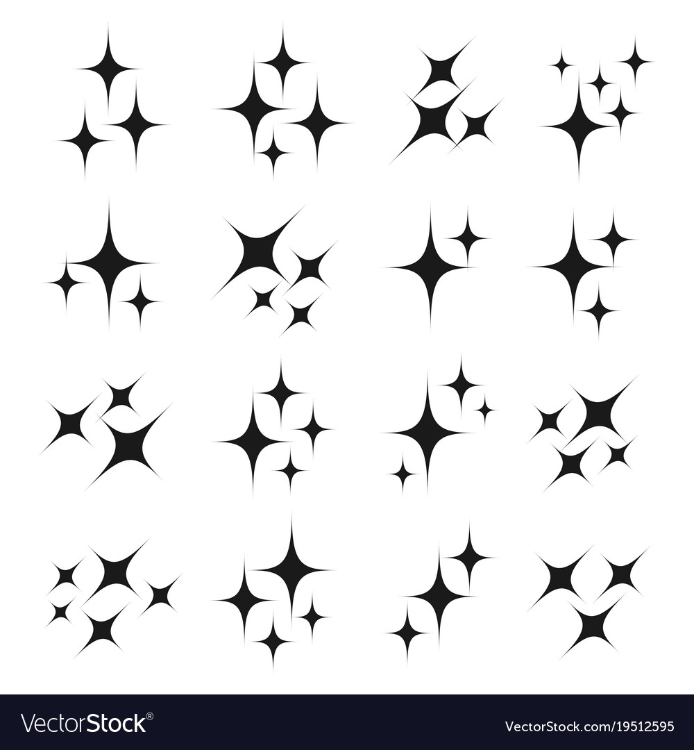 Sparkle Star Icon Set Vector Stock Illustration Different Forms Of