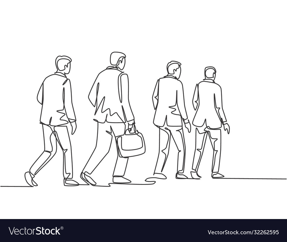 Urban Commuter Workers Concept One Single Line Vector Image