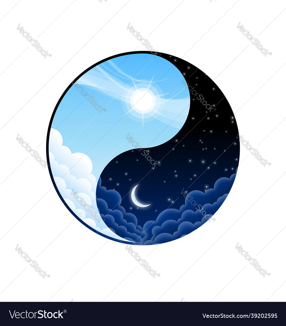 Yin yang night and day symbol Royalty Free Vector Image