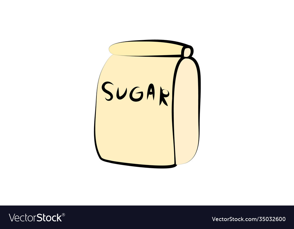 Cartoon doodle linear sugar bag isolated Vector Image