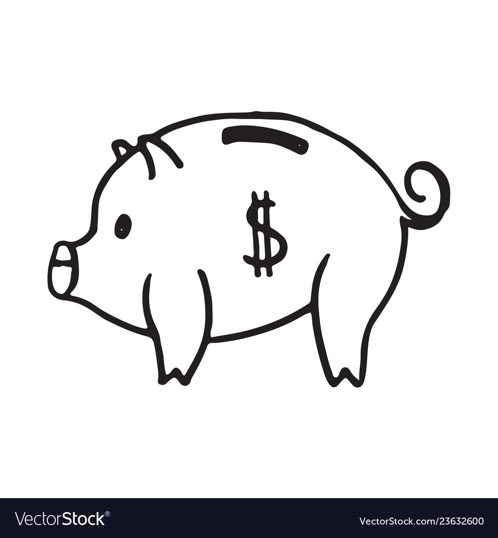 Doodle piggy bank icon with dollar pattern Vector Image