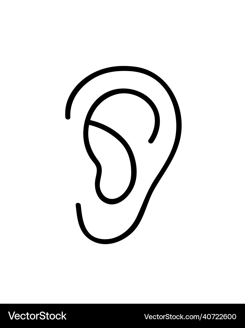 Ear icon continuous line art drawing Royalty Free Vector