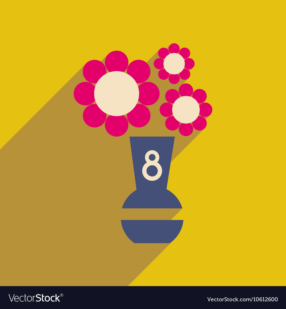 Flat icon with long shadow flowers in vase Vector Image