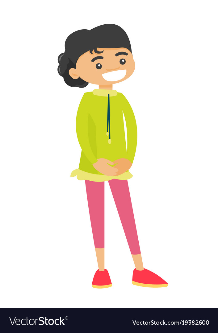 Full length of little caucasian girl standing Vector Image