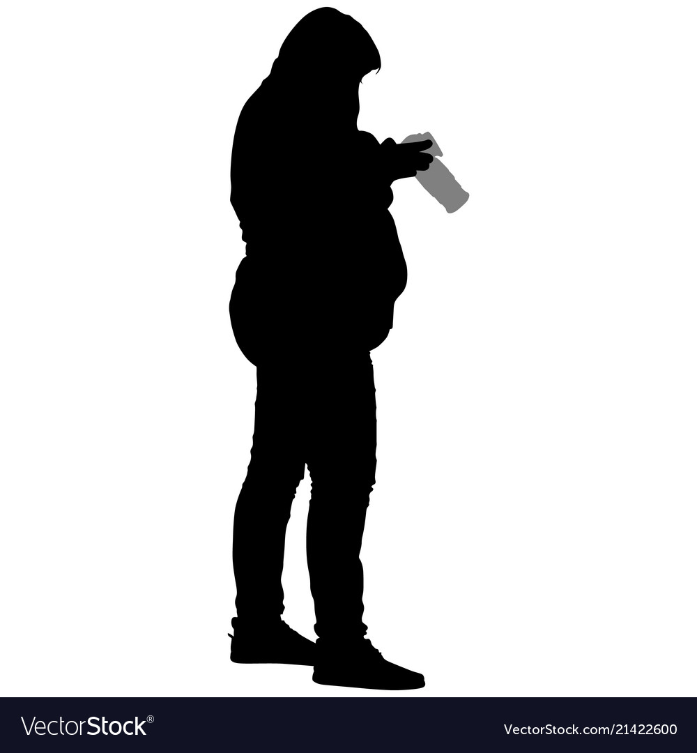 Silhouette of a full woman with camera