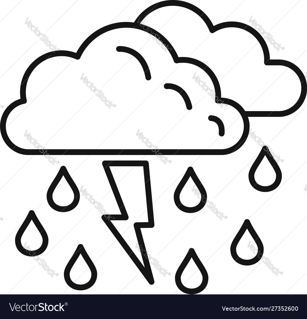 Storm rainy cloud icon outline style Royalty Free Vector