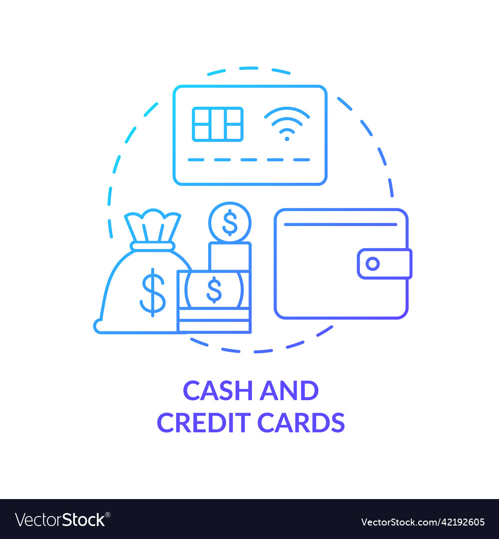 Cash and credit cards blue gradient concept icon Vector Image