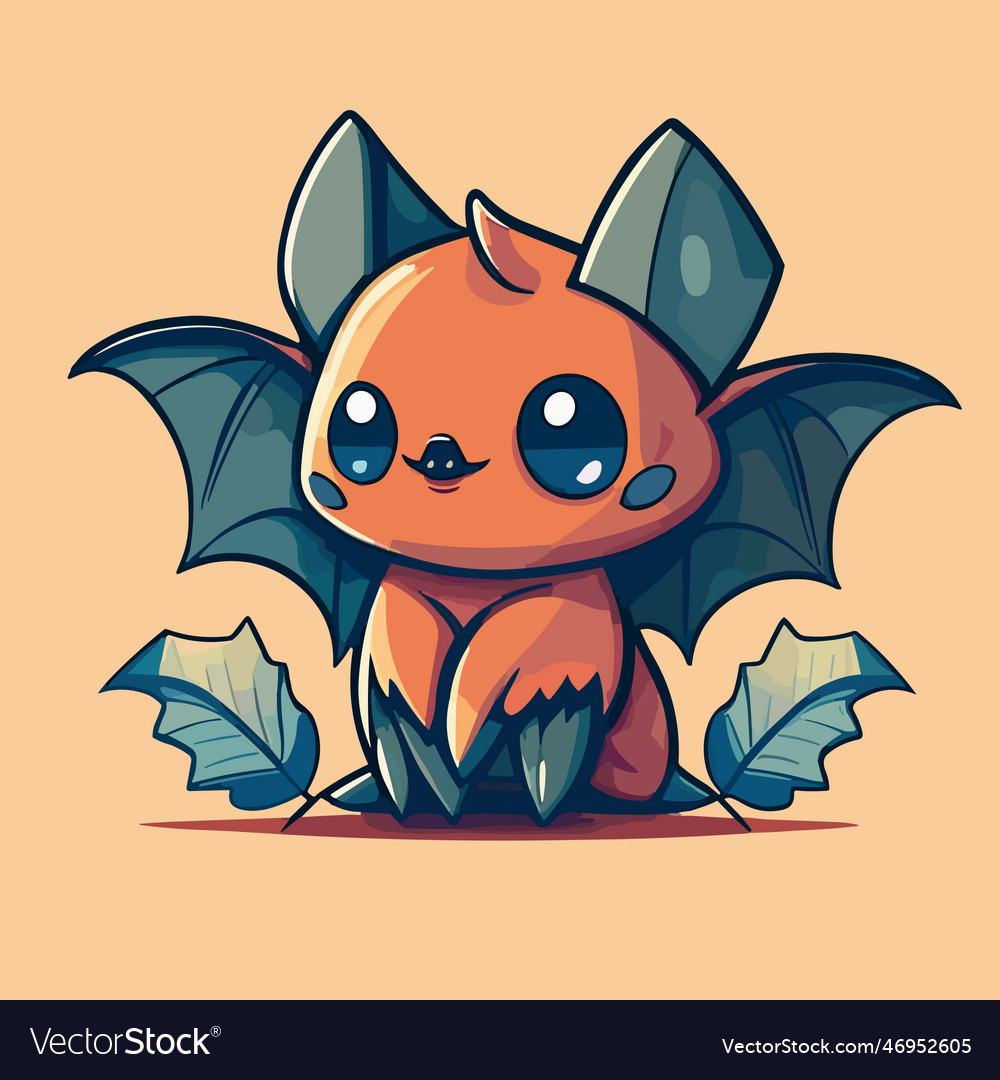 Little cartoon kawaii anime bat Royalty Free Vector Image