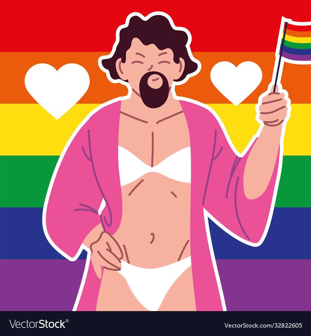 Trasgender with beard gay man pride parade Vector Image