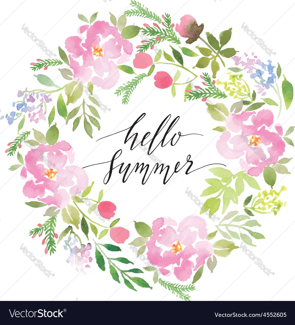 Watercolor greeting card flowers