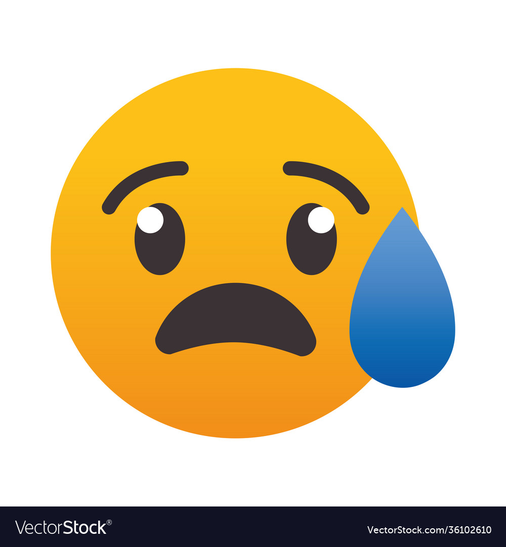 Emoji downcast face with sweat colorful design Vector Image