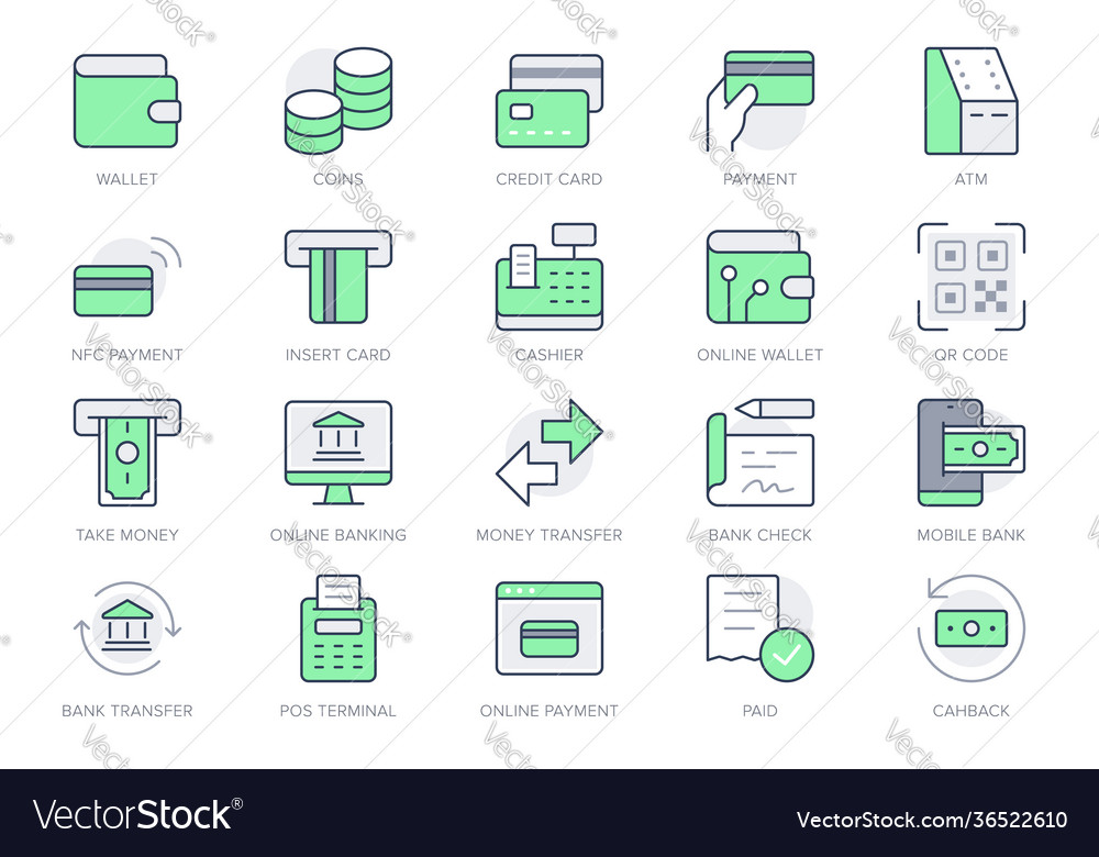 Finance operations simple line icons vector image Finance operations simple line icons
