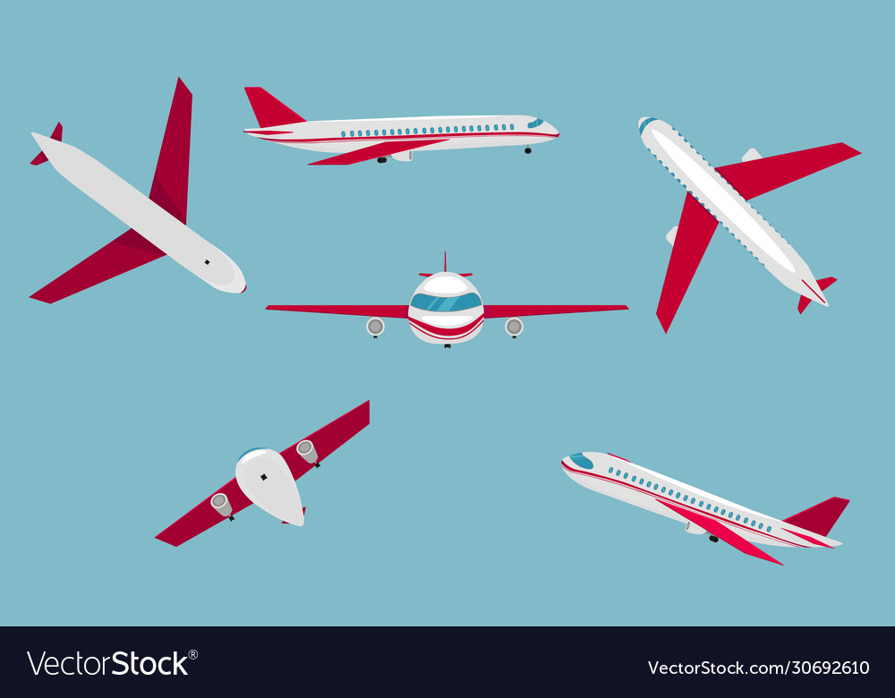 Flat airplane set Royalty Free Vector Image - VectorStock