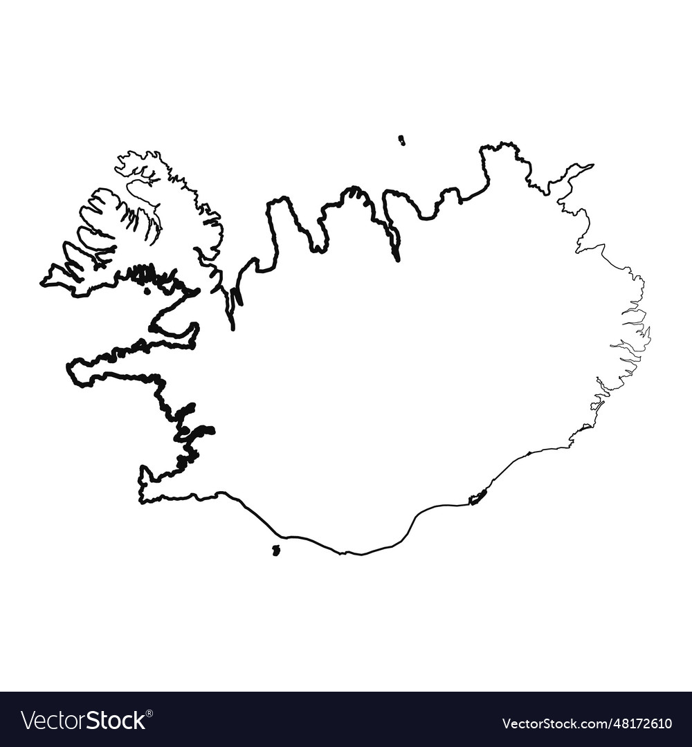 Hand drawn lined iceland simple map drawing Vector Image