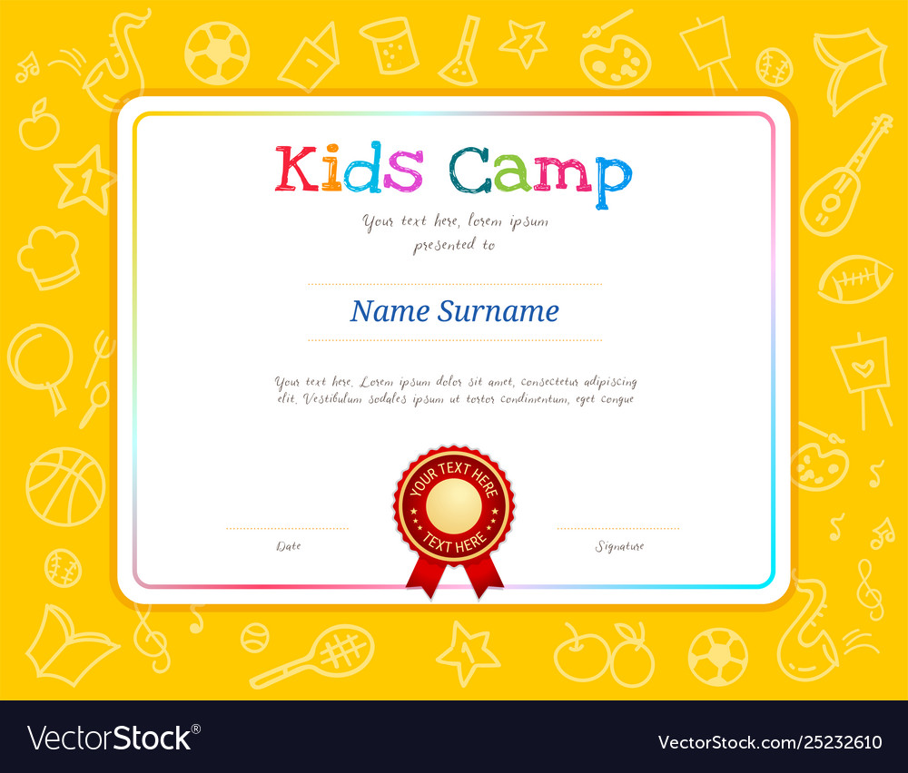 Kids diploma or certificate template with Vector Image