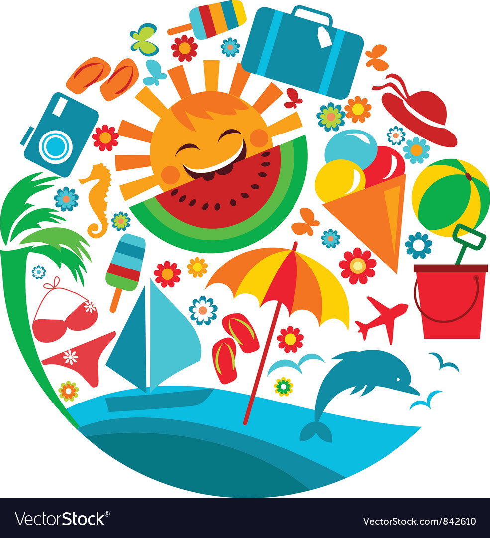 Summer Vacation Template Of Summer Icons Vector Image