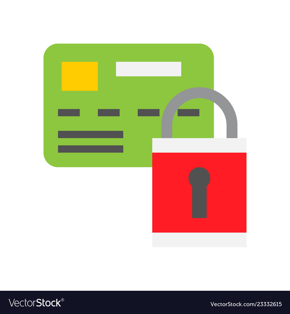 Card with lock online shopping flat style icon