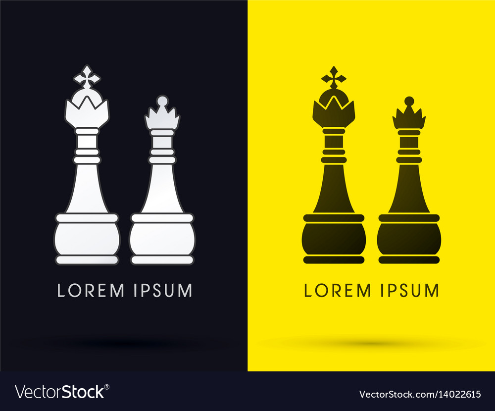 King and queen pieces of chess game Royalty Free Vector