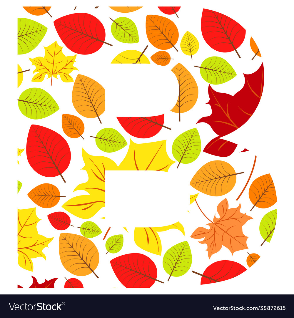 Letter B From Autumn Leaves On Subject Royalty Free Vector