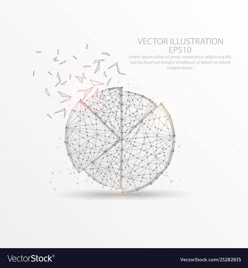 Pie chart low poly wire frame on white background vector image Pie chart low poly wire frame on white background
