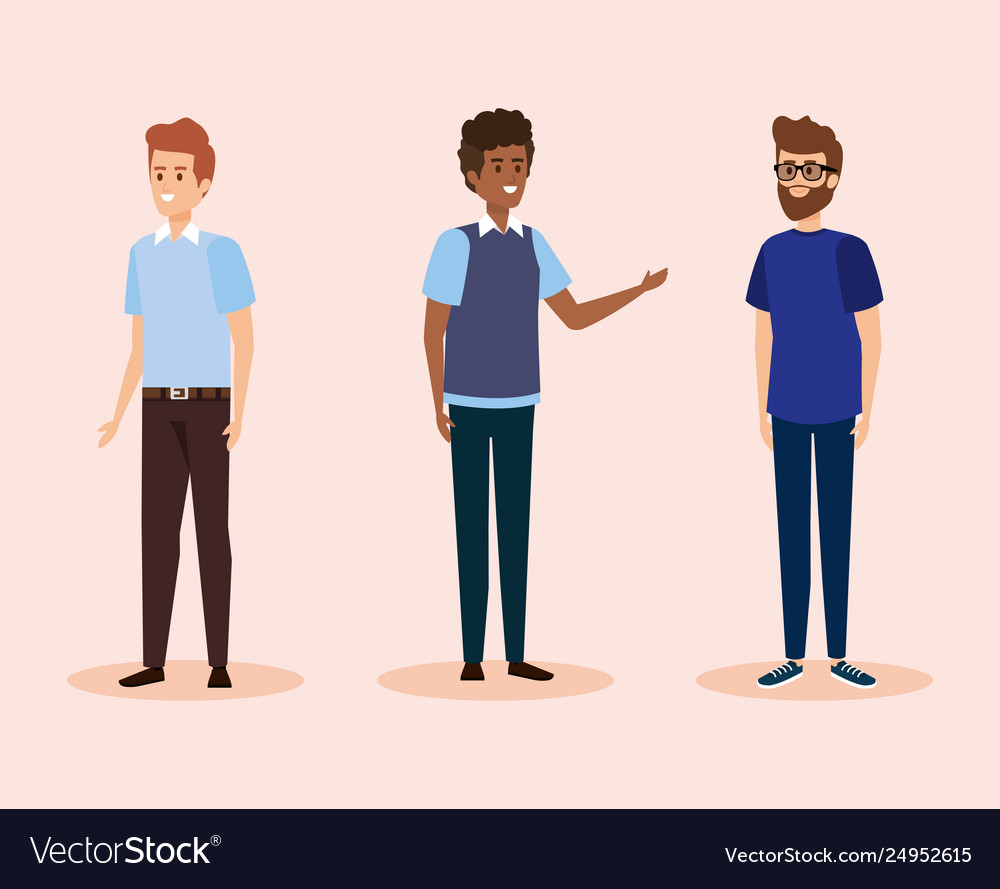 Set men teacher with casual clothes Royalty Free Vector