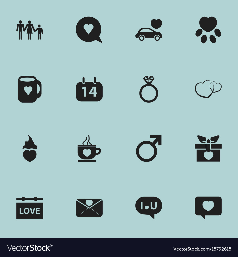 Set of 16 editable heart icons includes symbols