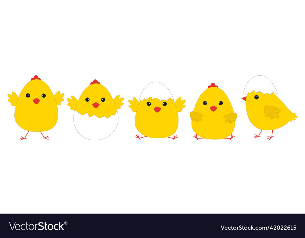 Set of cartoon easter chickens funny chicken