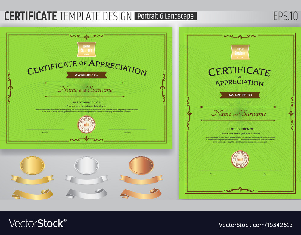 set of certificate of appreciation template with vector image