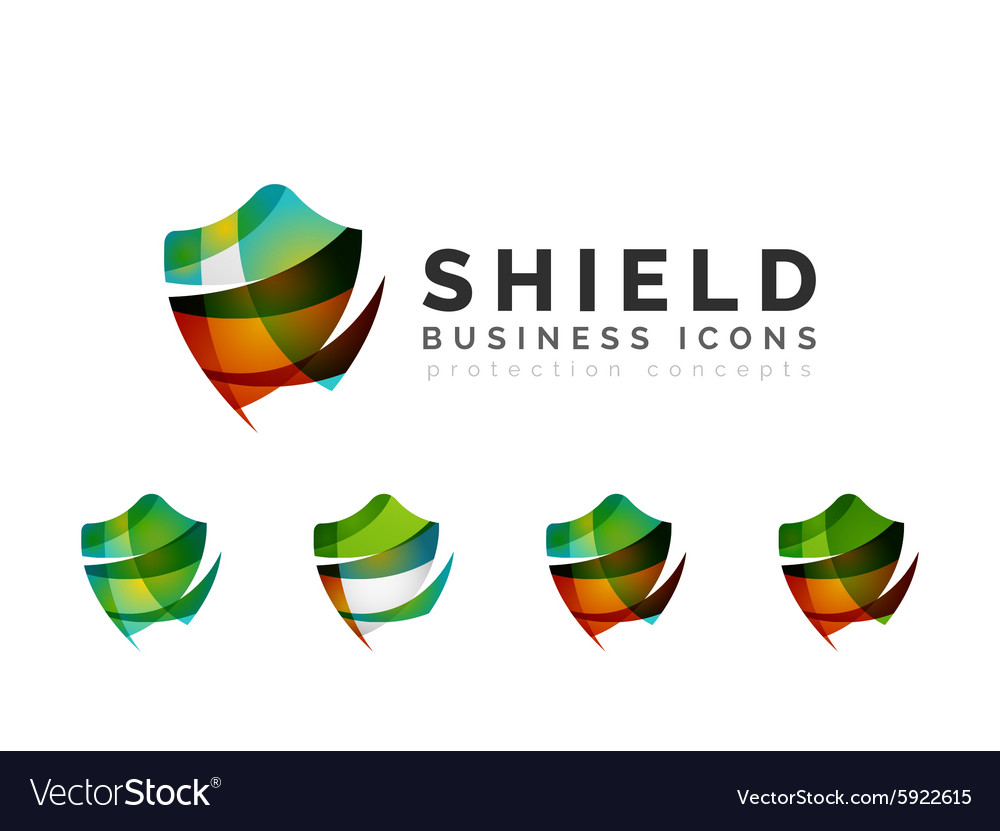 Set of protection shield logo concepts Royalty Free Vector