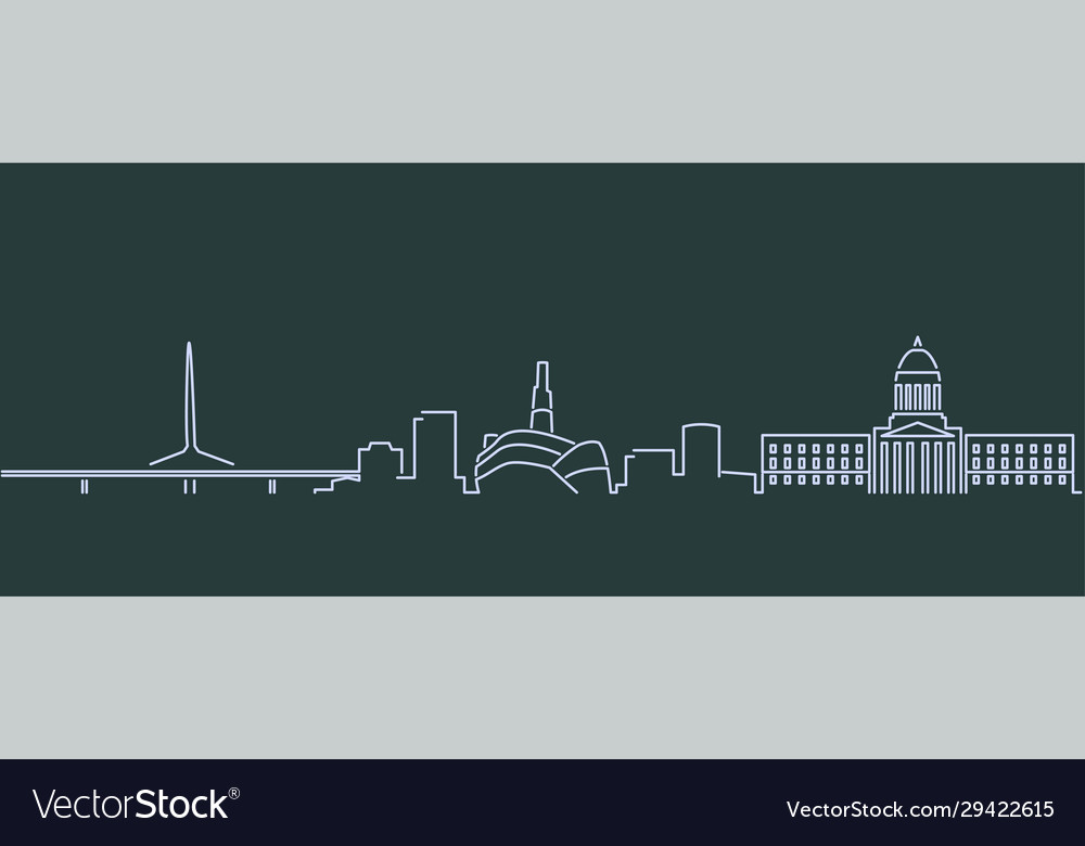 Winnipeg single line skyline profile Royalty Free Vector