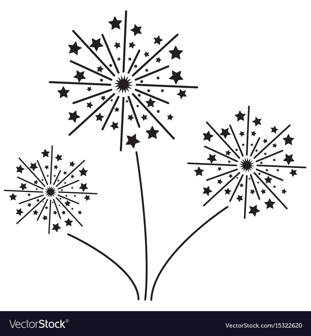 Fireworks with stars solid icon exploding