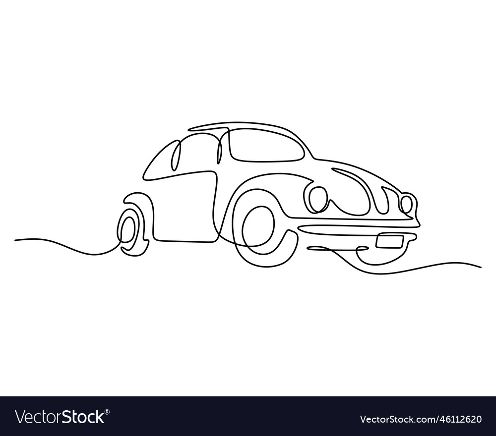 One Single Continuous Line Of Mini Old Car Vector Image One Single Continuous Line Of Mini Old Car Vector Image