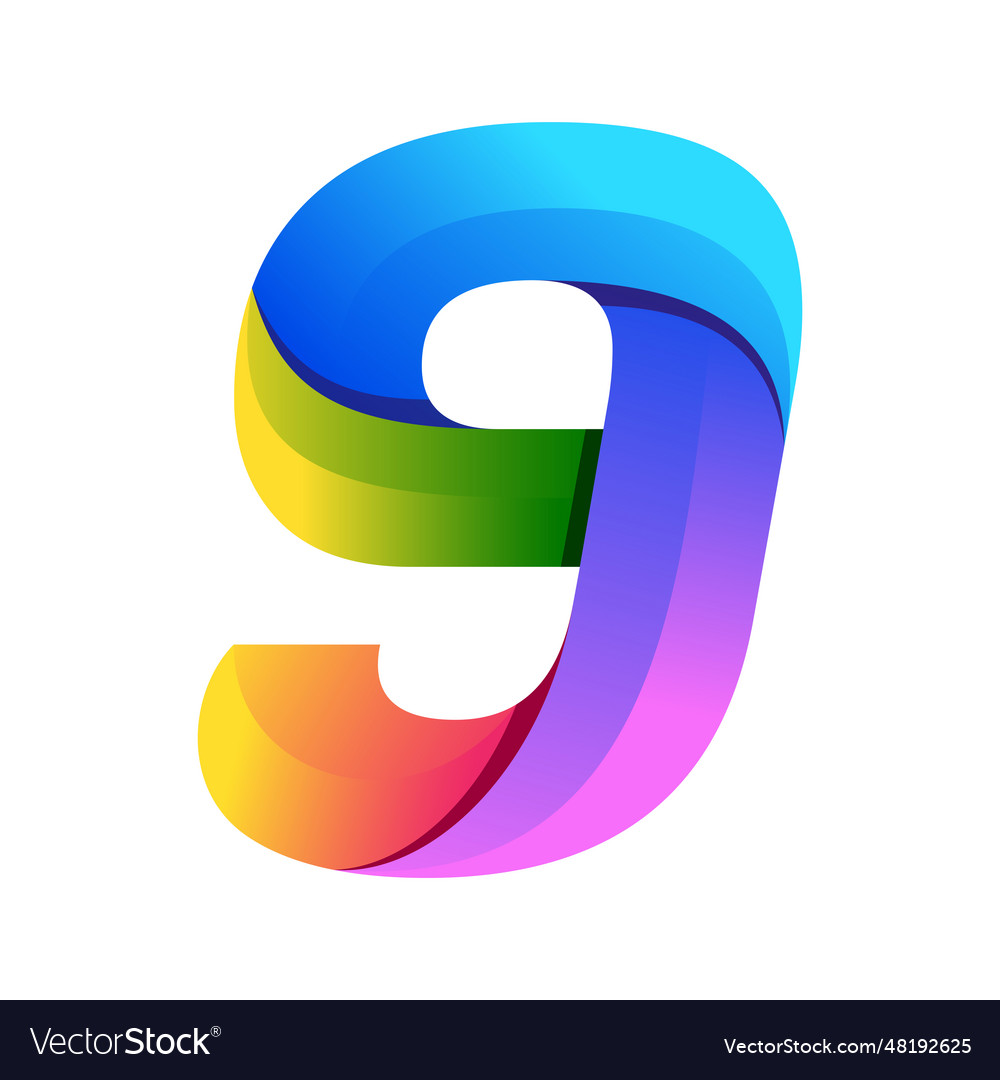 A colorful number 9 logo design Royalty Free Vector Image