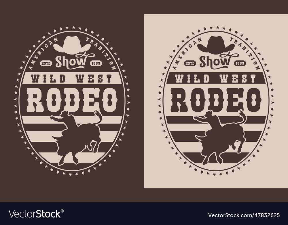 Bull rodeo vintage sticker monochrome Royalty Free Vector