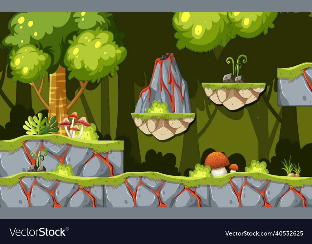 Game template jungle scene Royalty Free Vector Image