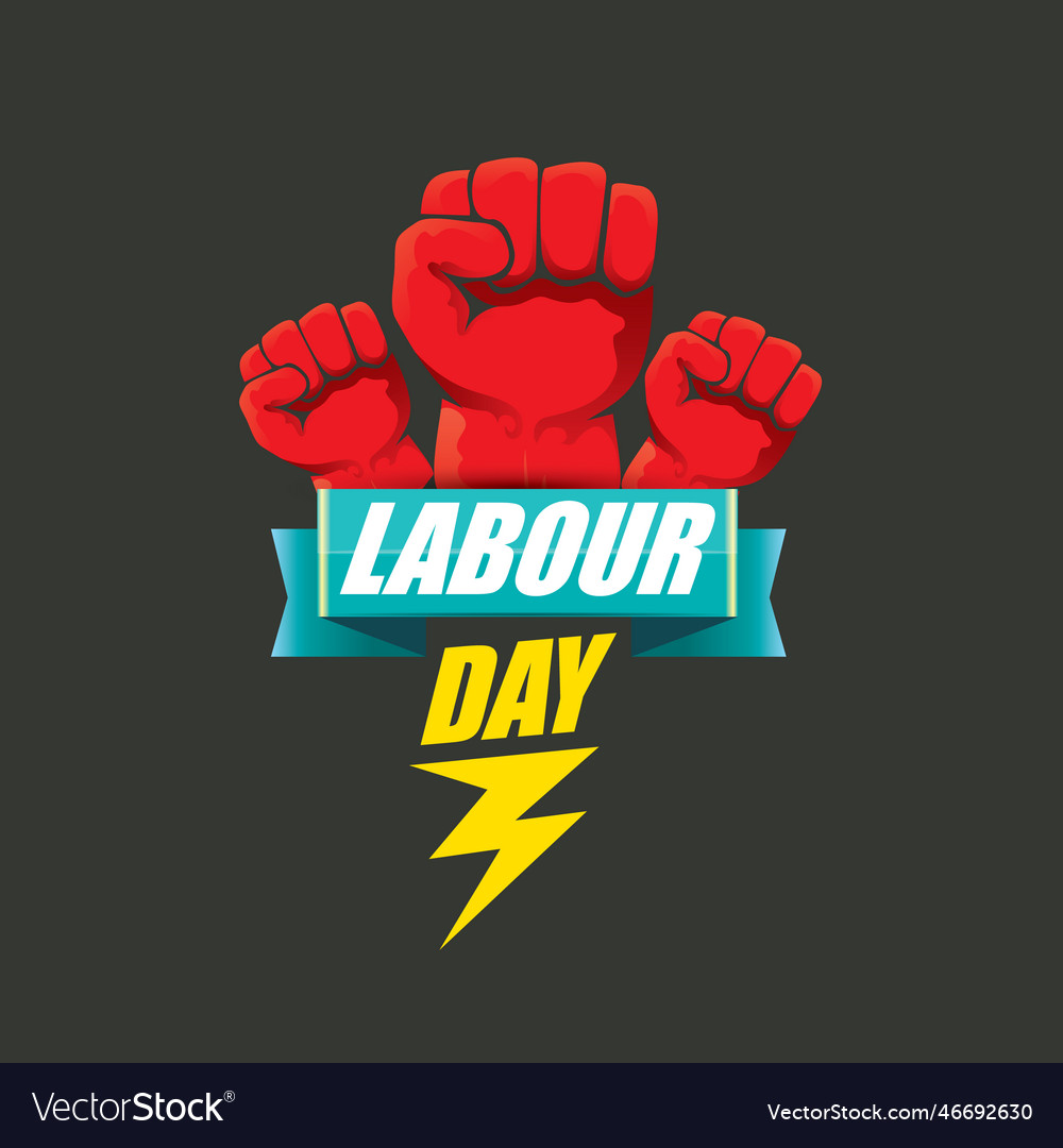 1 may happy labour day label with strong Vector Image