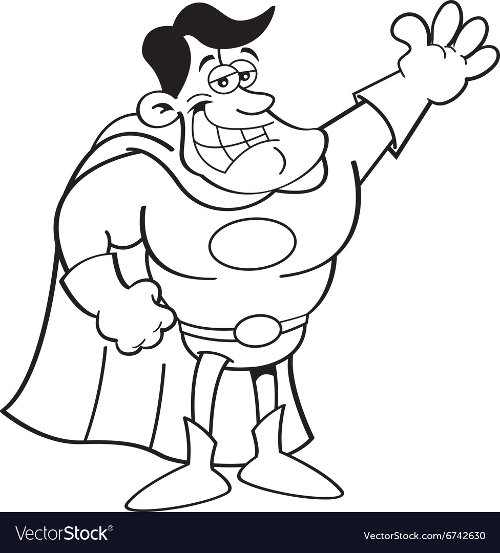 Cartoon super hero waving