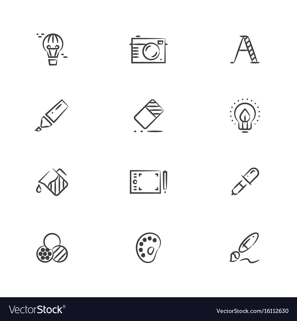 Creative and graphic design tools line icons