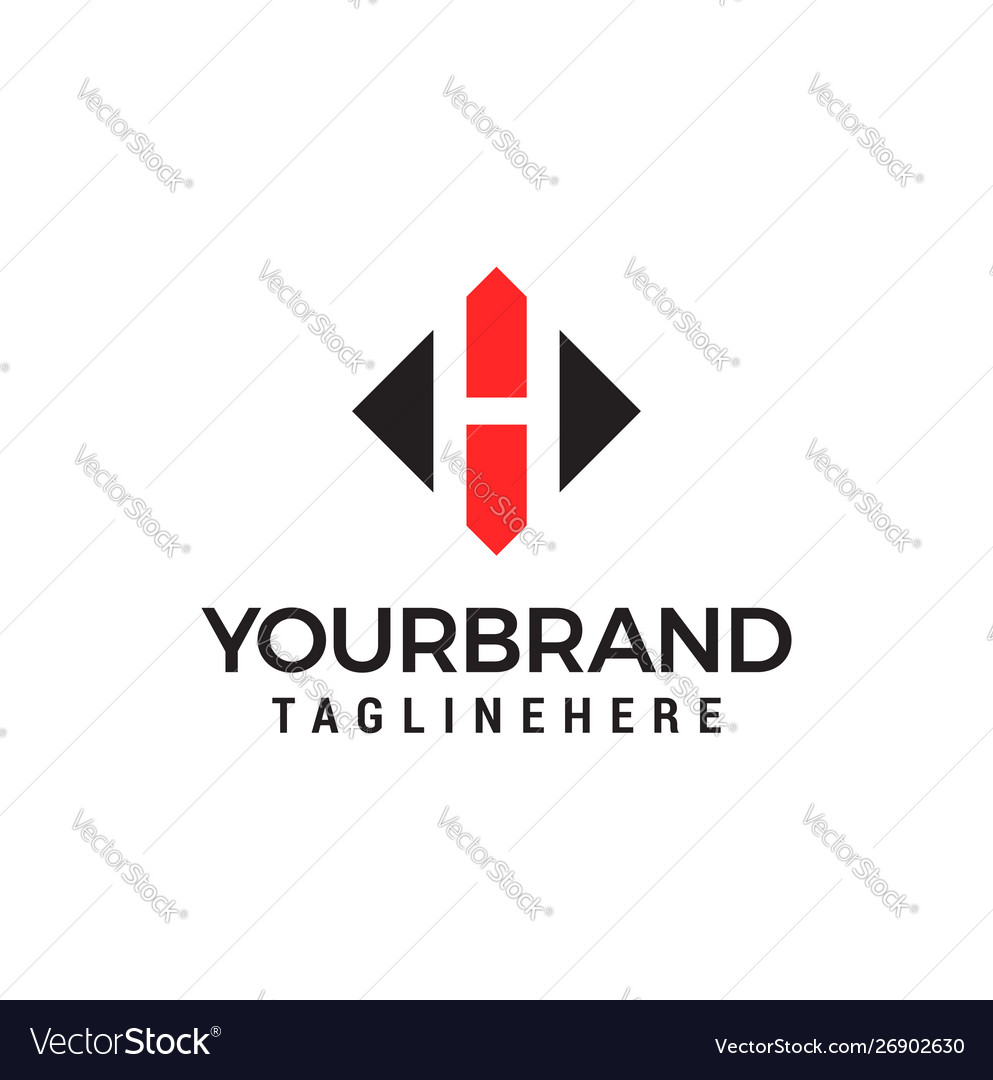 Letter H Negative Space Square Logo Design Vector Image