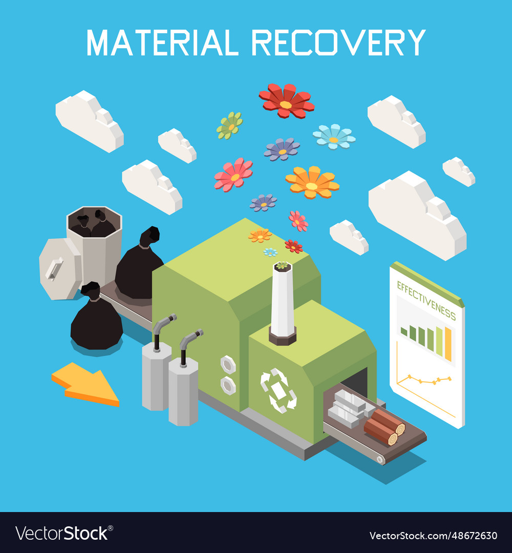 Material recovery isometric background royalty free vector