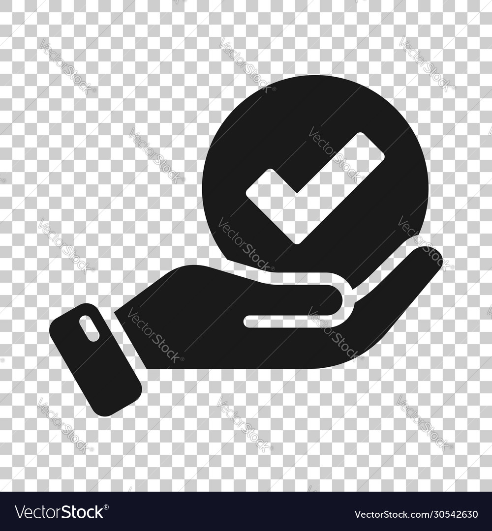 People hand with check mark icon in flat style Vector Image