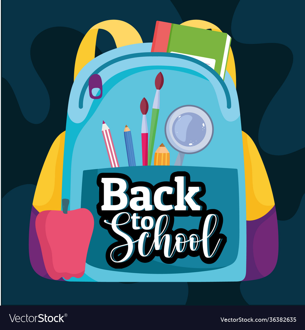 Back to school backpack with brush pencil Vector Image