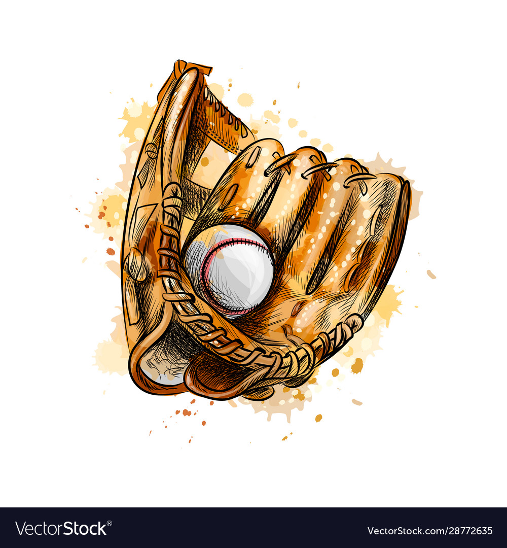 Baseball glove with ball from a splash vector image Baseball glove with ball from a splash
