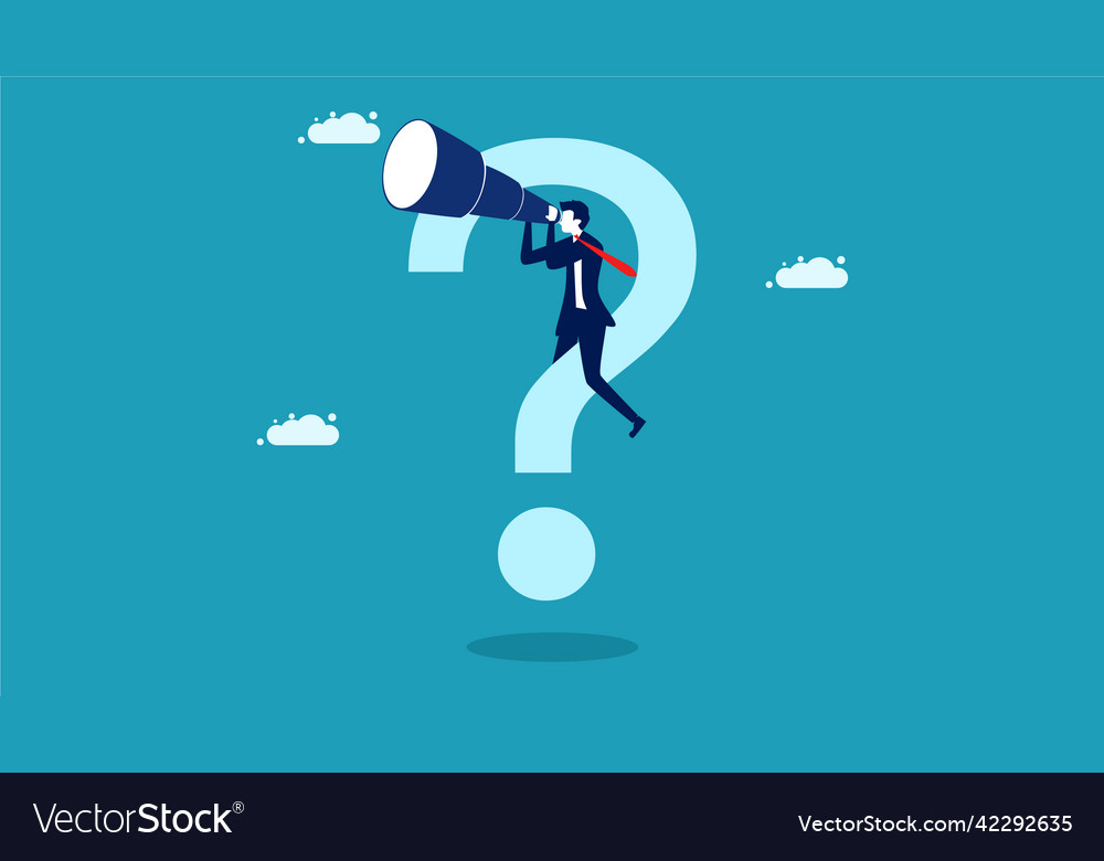 Businessmen on a question mark problem solving Vector Image