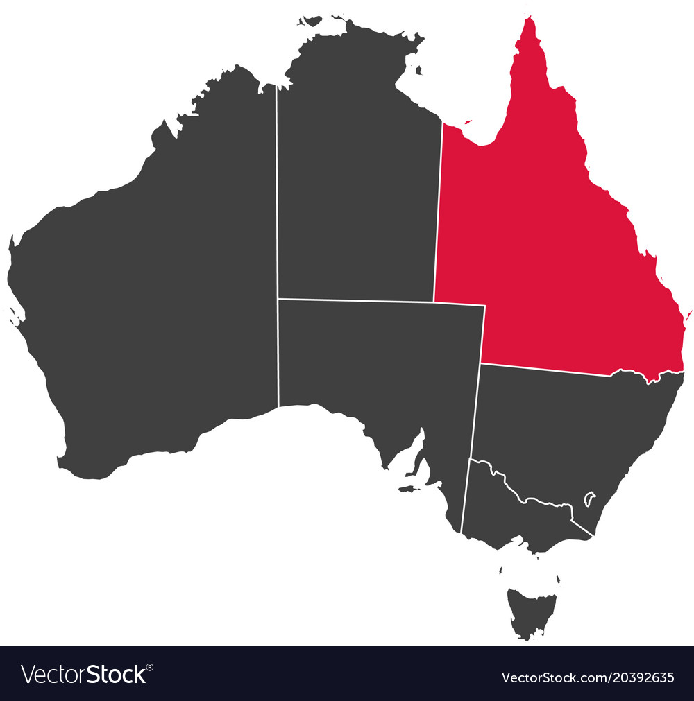 Queensland On Australia Map Map Of Australia - Queensland Royalty Free Vector Image