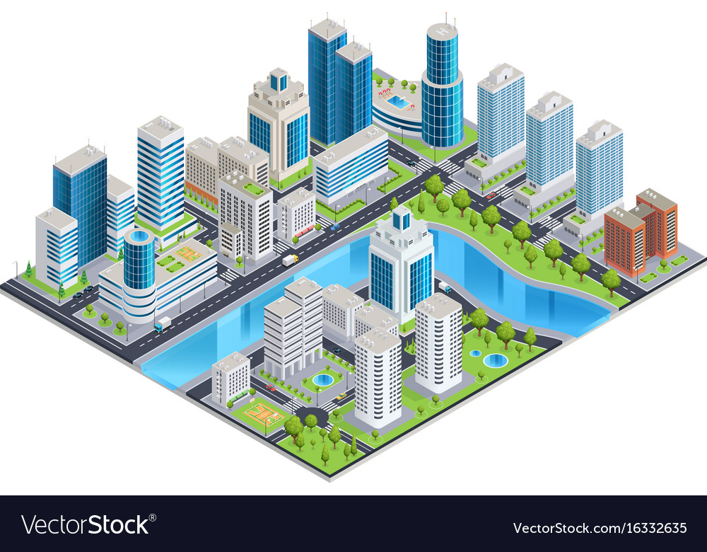 modern urban isometric landscape